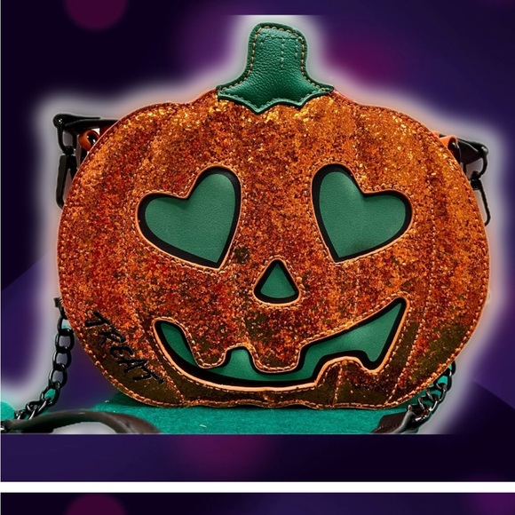 Glittery Orange Pumpkin Crossbody Bag - Picture 1 of 8